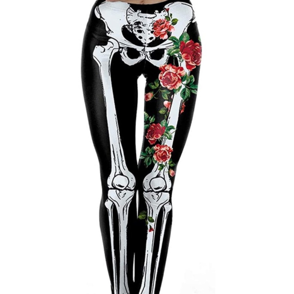 NWT Dia de los Muertos Day of the Dead skeleton Black Leggings